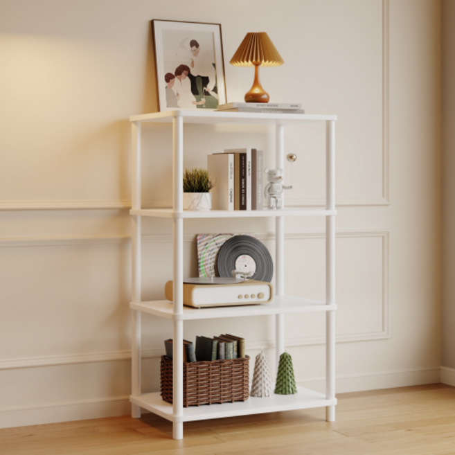 워너픽 다용도 선반 진열장, 4단, 화이트