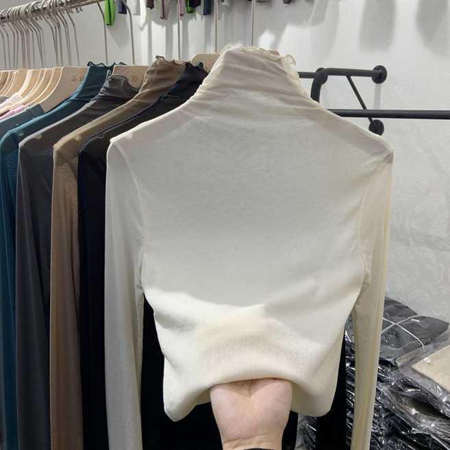 신스엔스 여성 시스루 목폴라 티셔츠 데일리