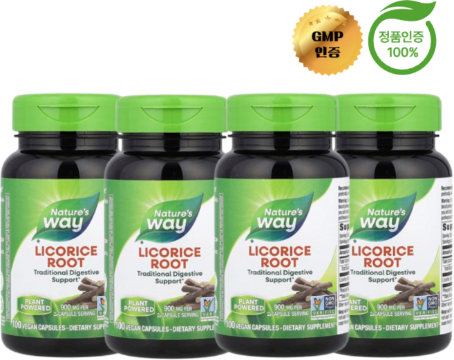 2+2 네이처스 웨이 감초 뿌리 베지 캡슐 100정, 4개