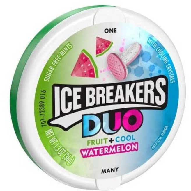 아이스 브레이커스 듀오 수박 맛 민트 (2개 팩) ICE BREAKERS DUO Watermelon Flavored Mints (Pack of 2), 108.86g, 1개
