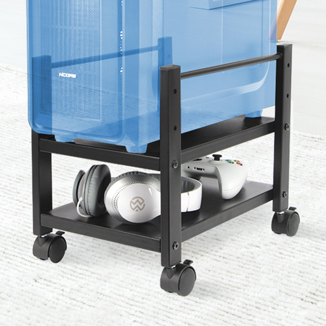 시스퍼닉 스틸 높이조절 2단 컴퓨터 본체 받침대 이동식 데스크탑 트레이 거치대