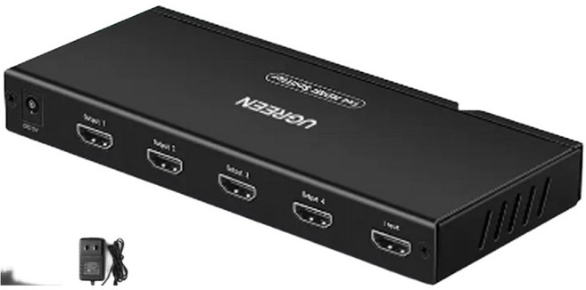綠聯 HDMI一進四出分配器 高清4k 電腦 電視 機上盒 多螢幕 拓展器 分頻器, 40202, 1個