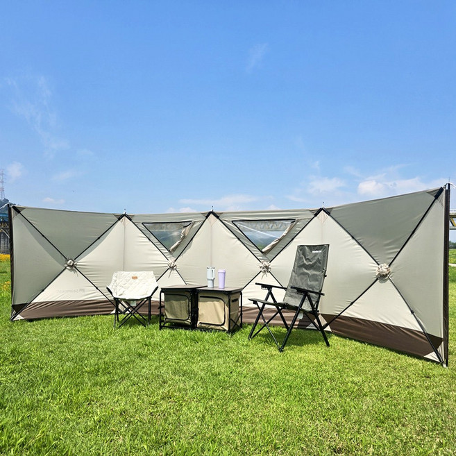 시마운트 원터치 윈드스크린 캠핑 사이드월 바람막이, 1개, 4단, 샌드베이지