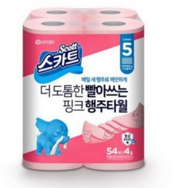 스카트 더 도톰한핑크행주타월 54매, 54매입, 4개