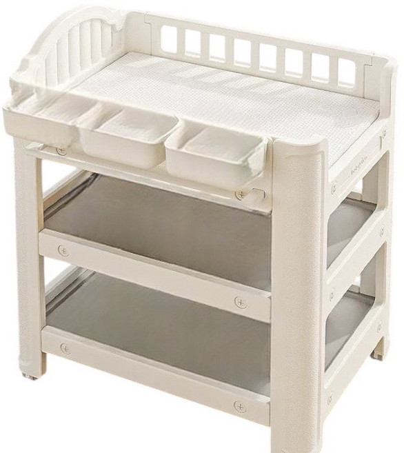 多功能嬰兒尿布台附儲物空間, 白色