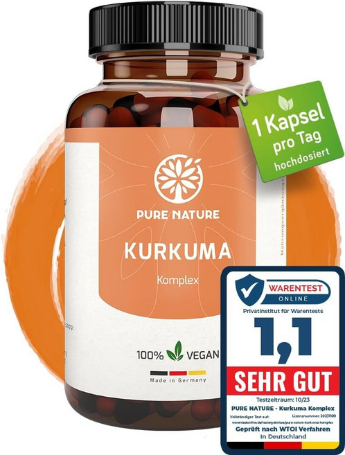 Pure Nature 커큐민 90캡슐 복합 고용량 12 000mg - 비타민 C 및 피페린 함유, 90정, 90정