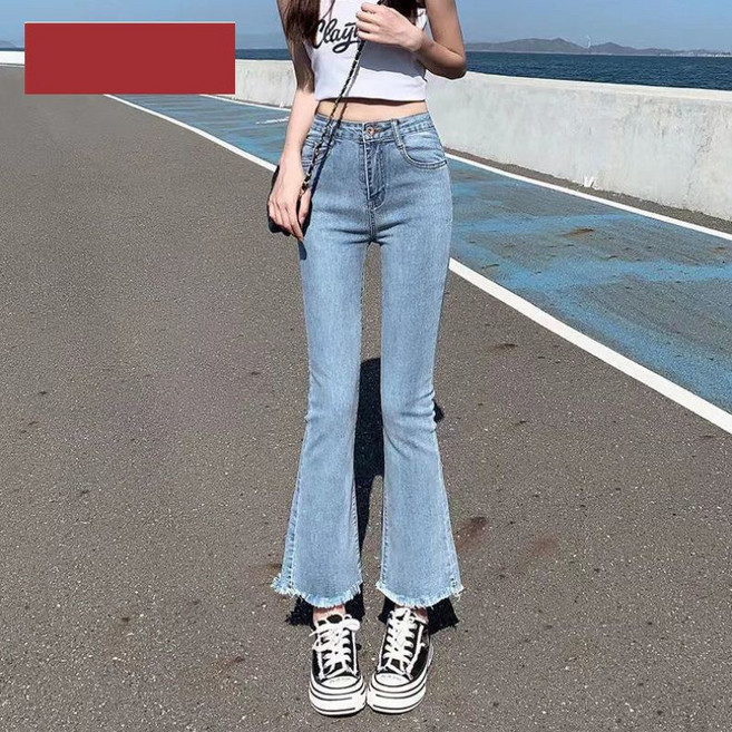 여성 부츠컷 청바지 봄 가을 캐주얼 트렌드 하이웨스트 데님 팬츠 슬림핏 여자 춘추 스판 나팔바지 SJS
