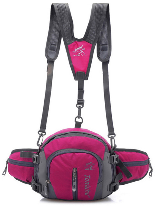 고급 소형 힙색 등산배낭 크로스백 슬링백 자전거가방, 핑크
