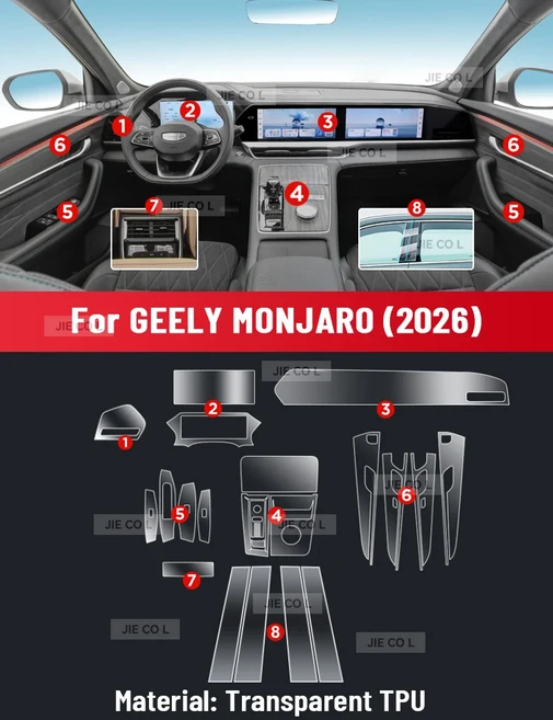 지리 몬자로 2026용 자동차 중앙 제어 화면 TPU 내비게이션 스크래치 내부 보호 필름 GPS, 02 A, 01 Right rudder driving