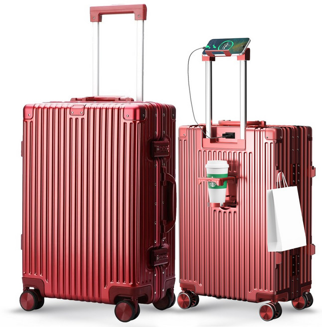[5년AS] 다기능 경량 캐리어 방수 알루미늄 프레임 기내용 여행가방 USB 충전포트 360도 저소음 휠 20인치24인치28인치 중대형 하드 여행용 캐리어