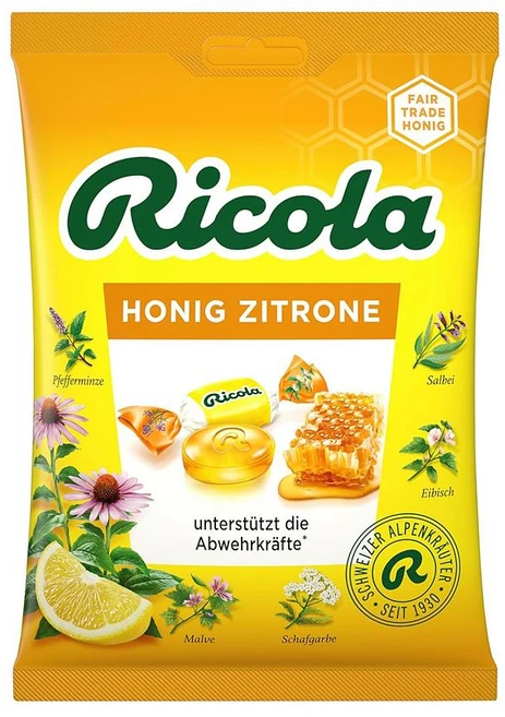 리콜라 목캔디 75g 4팩 허니레몬 Ricola Honey Lemon 75 g Bag Original Swiss Herbal Sweets, 4개 - 쿠팡