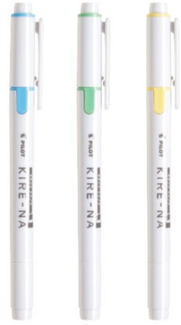 더주니 키레나 트윈 형광펜 베이직 페일 파스텔 컬러 3종 세트, 1개, 블루+그린+옐로우