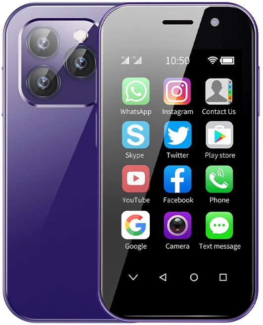 SOYES XS14 Pro 4GB RAM 128GB ROM 슈퍼 미니 스마트폰 4G LTE 3.0인치 화면 Android 12.0 옥타코어 프로세서 귀여운 소형 핸드폰 선물, Purple - 쿠팡