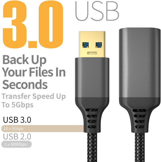 USB3.0 延長線 5Gbps 高速傳輸 公對母 USB延長線 100公分/200公分 USB數據傳輸線, 1個, USB 3.0 延長線-2米