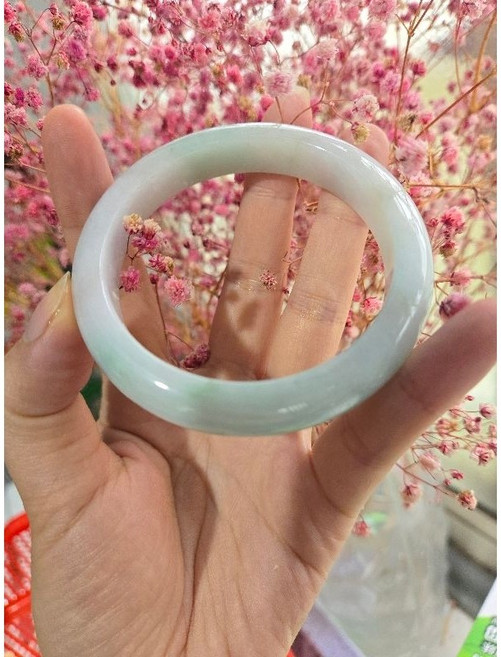七彩翡翠 A貨翡翠手鐲 紫羅蘭漂綠平安鐲 15號