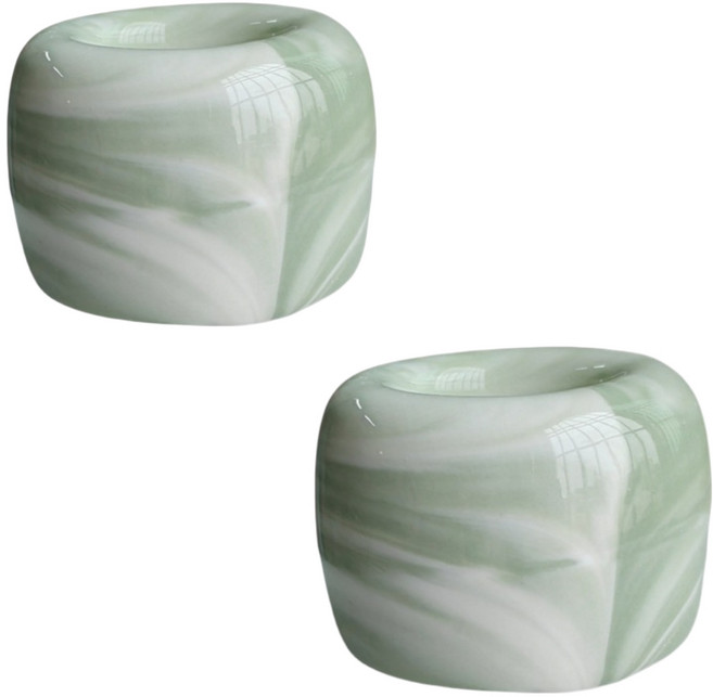 아르앤유 세라믹 마블 싱글 칫솔꽂이, 2개, 그린