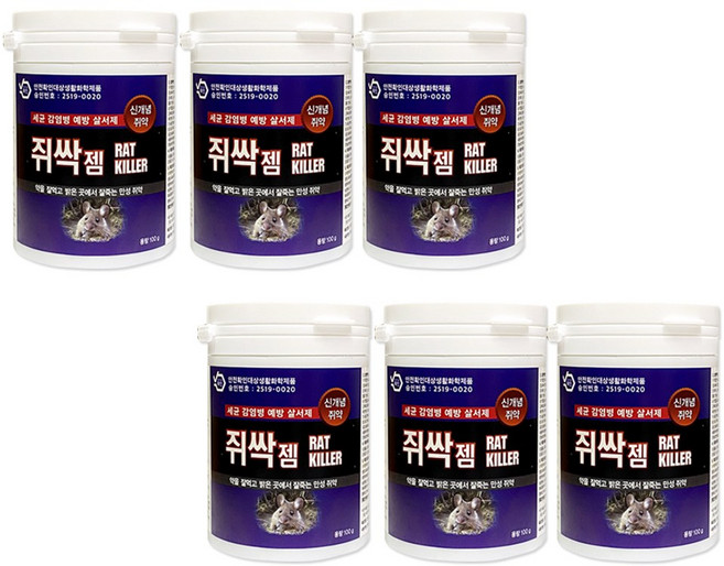 쥐싹젬 100g 농협 방역쥐약 살서제, 1개입, 6개