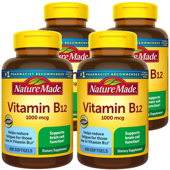 네이처메이드 비타민 B12 1000mg 400정 ( Nature made Vitamin B12 1000mcg 400 softgels), 4개