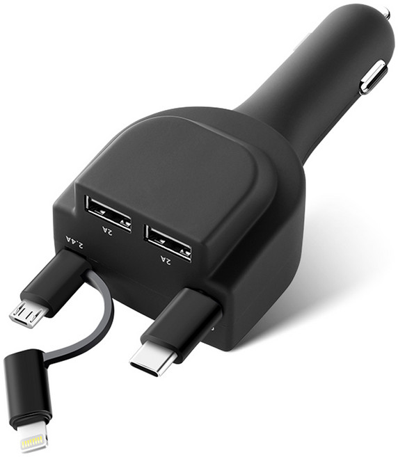 시크릿 이지릴 포맥스 동시4대 충전 차량용 핸드폰 4in1 핸드폰 릴타입 시거잭 C타입+5핀+8핀, 단품