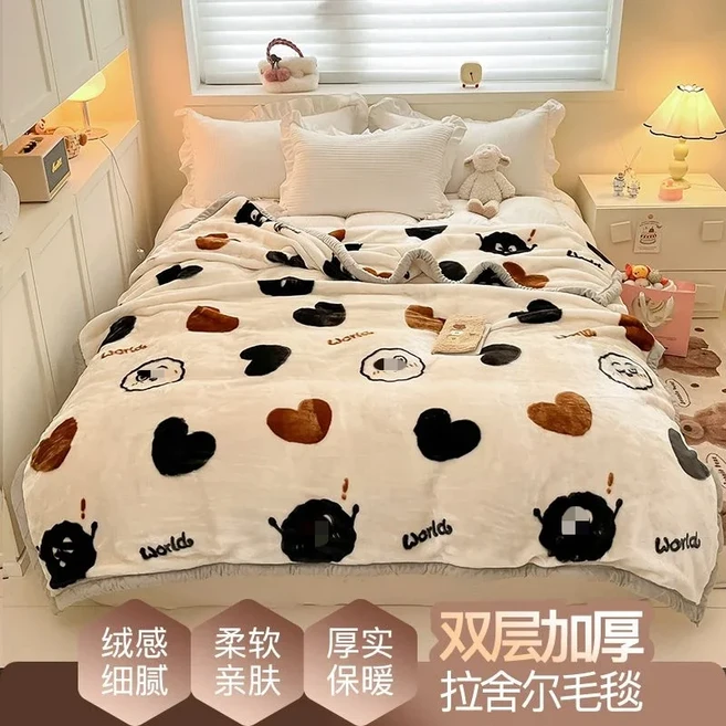 부드럽고 따뜻한 겨울 양털 이불 두꺼운 이불 따뜻한 면 양면 벨벳 킹 퀸 풀 사이즈 담요 5.5kg, 04 Style C