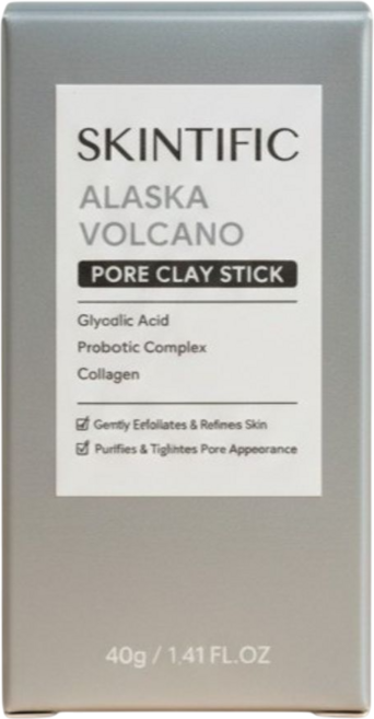 SKINTIFIC 阿拉斯加火山泥毛孔淨化棒 深層清潔毛孔 溫和去除老廢角質 緊緻毛孔, 1個, 1個裝