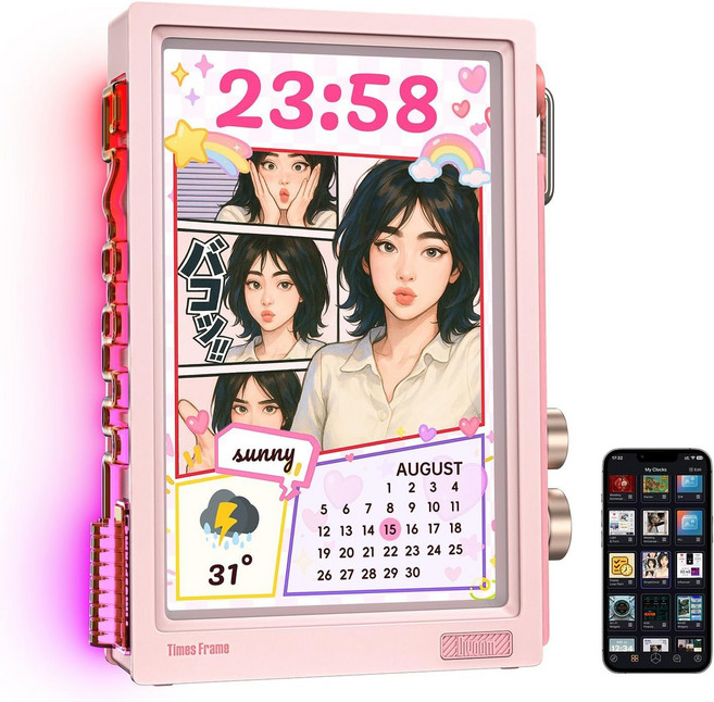 디붐 Times Frame 디지털액자 10.1in 64GB Wi-Fi6 RGB 네온핑크