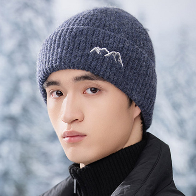 루지온 남자 겨울 비니 모자 두건 남성 방한모자