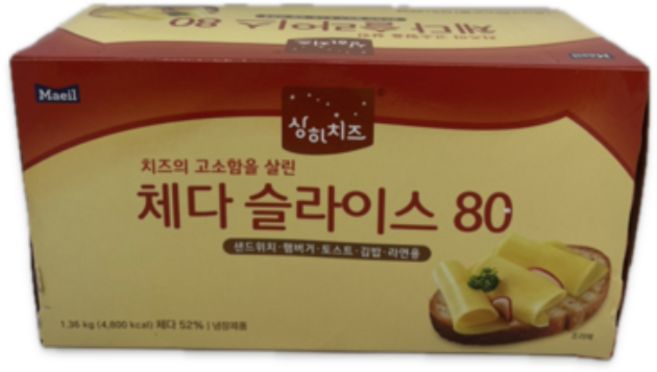 매일유업 상하 체다슬라이스치즈 80매/대용량치즈/상하치즈/냉장, 1.44kg, 1개