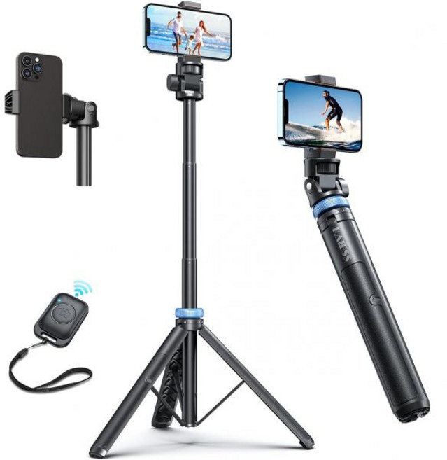 MOSAHOLL PSVR2 PC 어댑터 컨버터 게임 액세서리 콘솔용 컴퓨터 용 카이에스 62인치 삼각대 셀카봉 삼각대 및 휴대폰 스탠드 15/14/13 프로 맥스/안드로이드, Kaiess Black