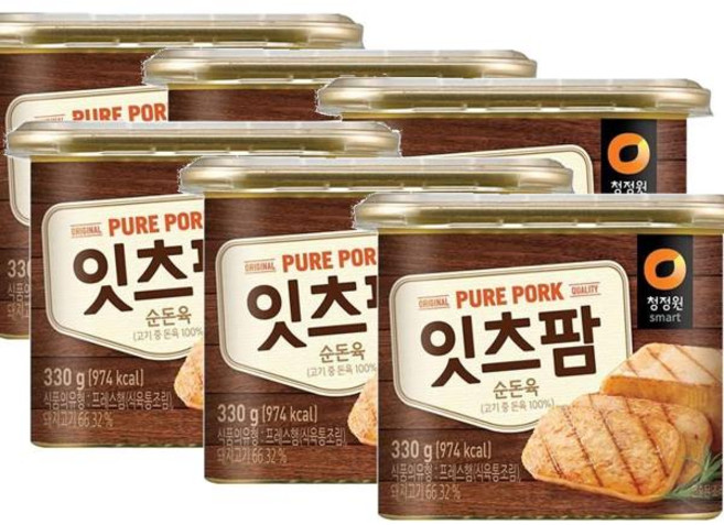 청정원 잇츠팜 순돈육 캔햄, 330g, 6개