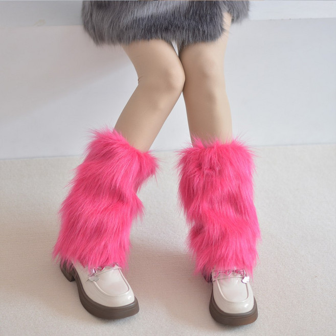 하이유니 핑크핑크 페이크 퍼 발목토시 레그워머