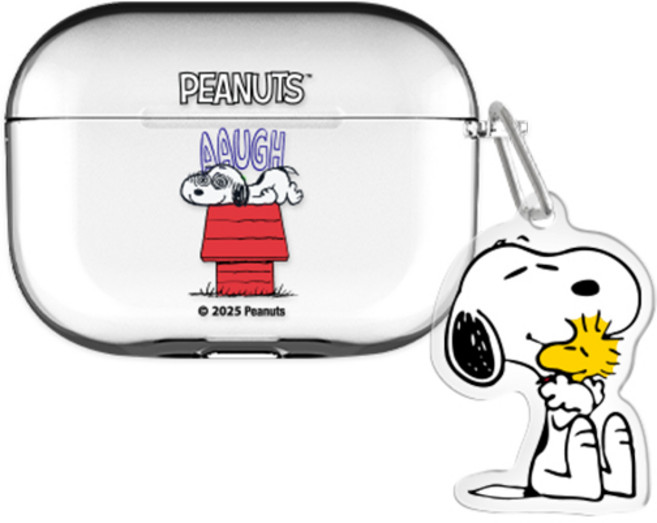 스누피 에어팟프로2/에어팟3/에어팟4 클리어 케이스 +아크릴키링 세트, 빈티지 스누피 무드_혼란, AirPods(3세대), 1개