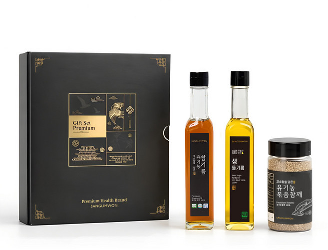 [상림원] 상림원 프리미엄 오일 선물세트 C형(무농약 생들기름250ml+유기농 전통참기름250ml+유기농 볶음참깨160g), 3개, 250ml