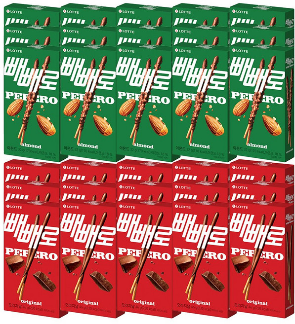 아몬드 빼빼로32G +초코 빼빼로46G, 30개, 32g