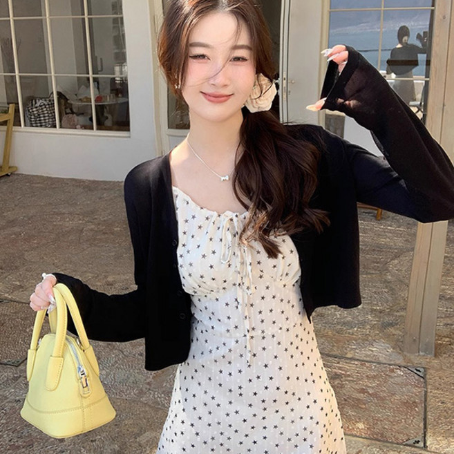 라라홀리 파스텔 청순핏 베이직 브이넥 크롭 가디건