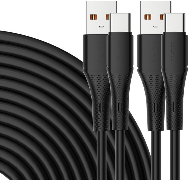 Wapik C타입 고속충전 케이블 YT01 PD60W A-C, 2개, 블랙, 1.2m