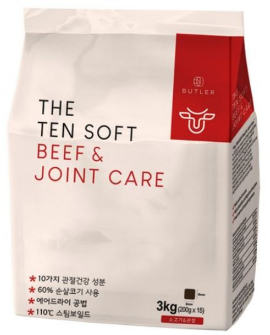 버틀러 더텐 소프트 반건조 사료 치아깨끗티슈제공, 3kg, 1개, 소고기, 관절케어, 치아깨끗