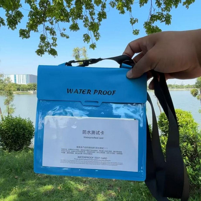 大容量手機防水袋 斜挎防水包 浮潛潛水 觸屏防水套, 藍色,9寸大容量手機防水袋, 1個