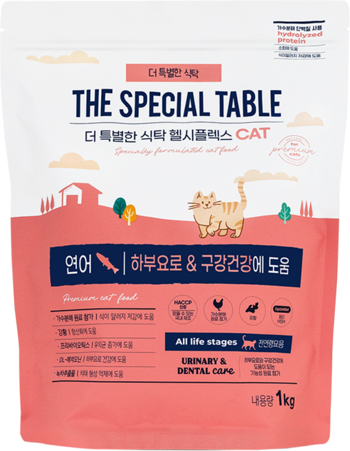 푸디 더특별한식탁 전연령 고양이 기능성 유리너리 & 장건강 건식 사료 헬시플렉스, 1개, 1kg, 연어