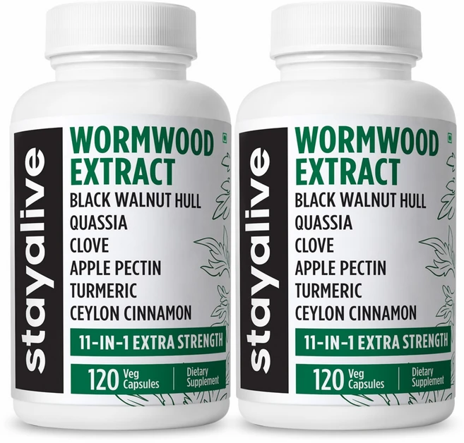 Stayalive 웜우드 블랙 호두 정향 추출물 11-in-1 엑스트라 스트렝스 콤플렉스 120알 성인용 허브 보충제, 2개, 120정 - 쿠팡