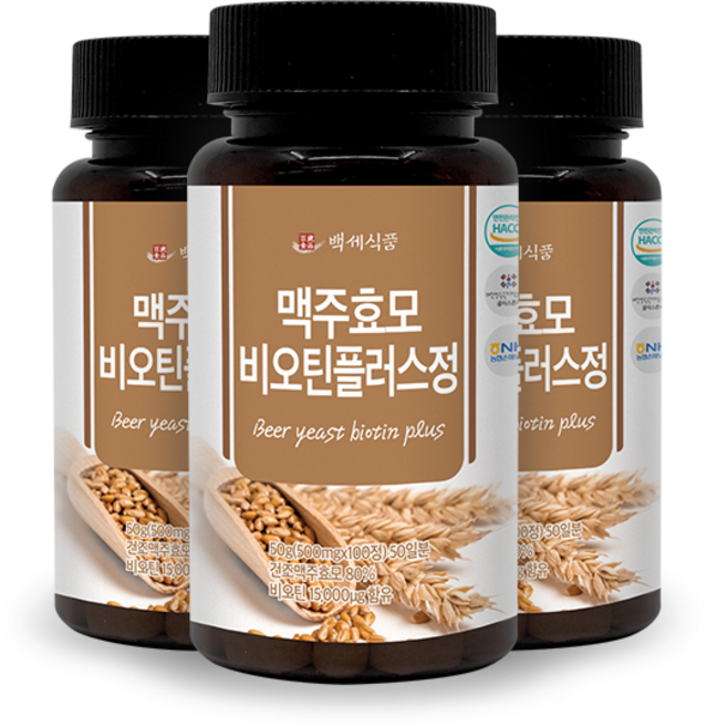 맥주효모 비오틴플러스 정 500mg x 100정 HACCP 인증제품, 50g, 3개
