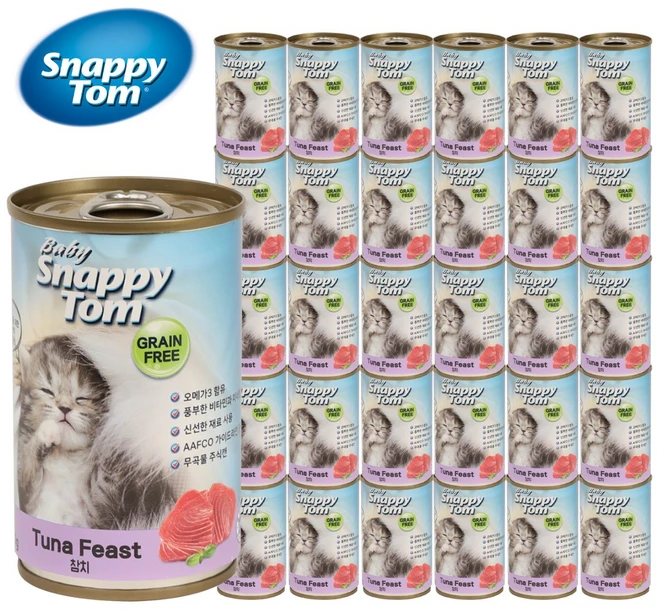 스내피톰 생후 3개월 이후 고양이 베이비 피스트 파테 주식캔 15p, 30개, 150g, 참치 - 쿠팡