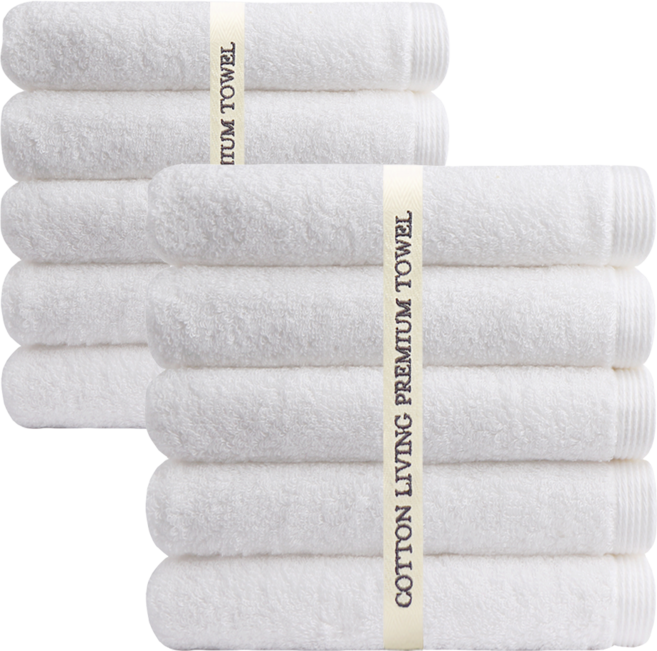 코튼리빙 역대가 가성비 고급 호텔 수건 40수 170g 타올, 화이트, 10개