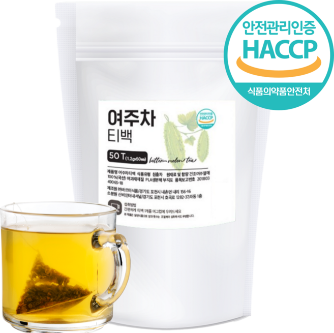 국산 여주차 티백 HACCP 인증, 1.2g, 4개, 50개입