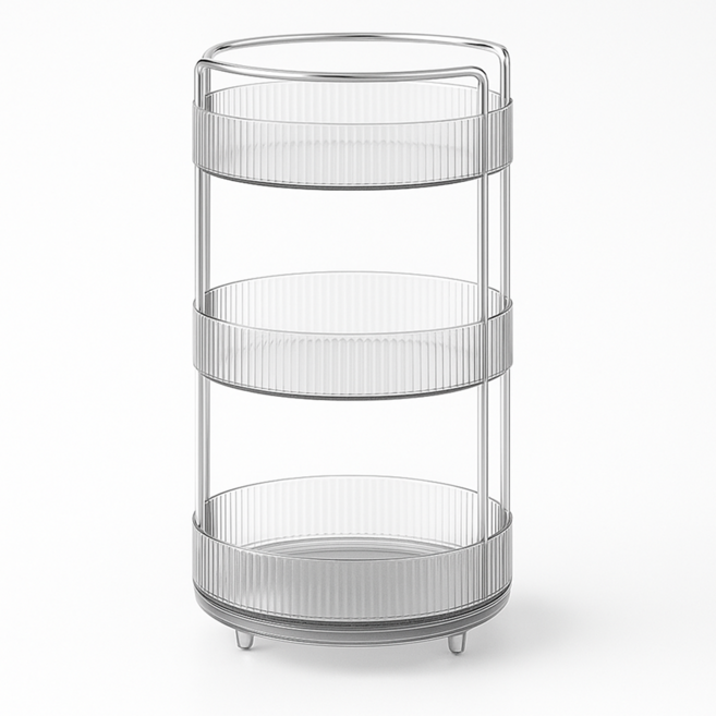 하이퍼리 대용량 회전형 3단 화장품 정리함, 화이트, 1개