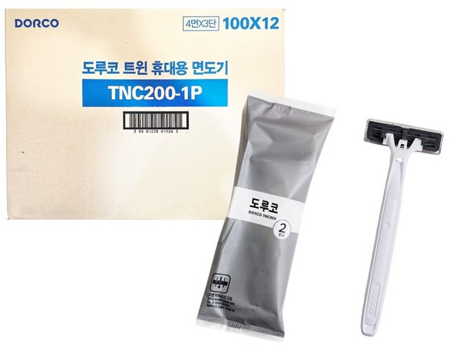 일회용 이중날면도기 1200개 개별포장 여행용 도루코 TNC200, 1개, 1200개입