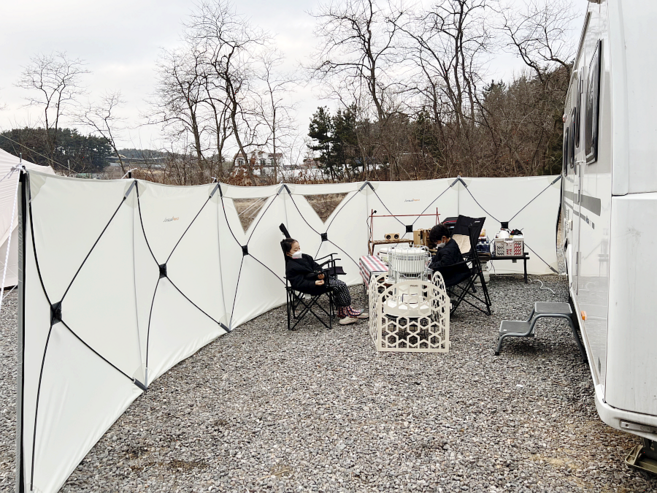 윈드스크린 캠핑 바람막이 캠핑용품 카라반 캠핑카 사이드월 4면 6면 7mm, 화이트 4면