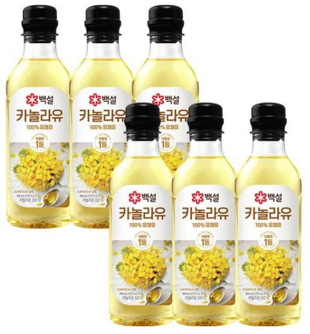 CJ 백설 카놀라유 500ml x6개, 6개