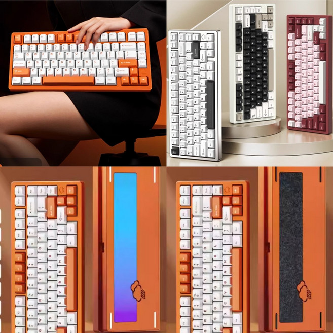 WOB rainy75 레이니75 기계식 게이밍 키보드 CNC알루미늄 핫스왑DIY 긴항속 3모드연동Ok PCB-gasket구조 트루펙트신상, RGB실버(양극코딩/강화유리바닥)Violet축, rainy75모델