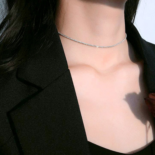 아이루리 은빛 안개 꽃 사슬 초커 실버 은은한 반짝임 고급스러운 예쁜 패션 트렌디 주얼리